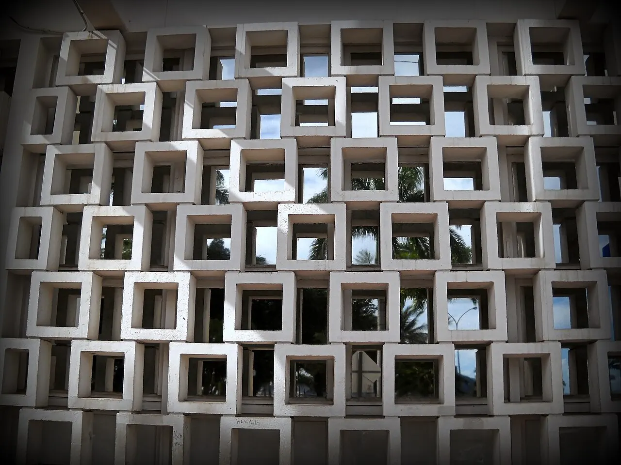 Breeze-block façade of the Post and Telecommunications Office, Nouméa